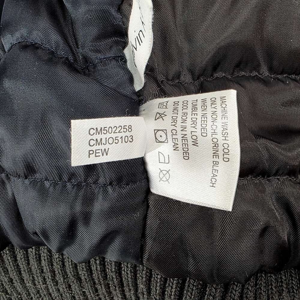 Calvin Klein Bomber Jacket Mens Small Black Water Resistant Windbreaker Ripstop - Picture 12 of 16